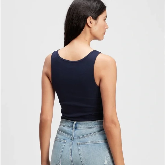 Gap Factory Size 2X Navy Slim Fit Ribbed Tank Top Lot of 2 - Picture 3 of 13